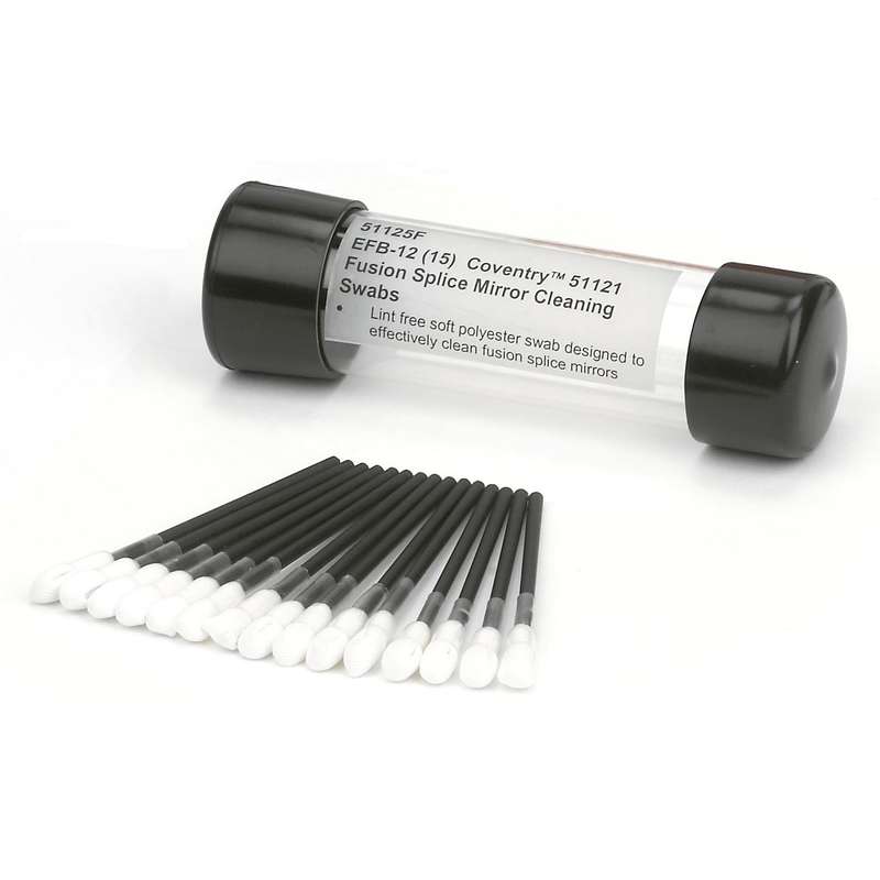 Fusion Splice Mirror Cleaning Polyester Swab with 0.23" Tip & Glass Filled Nylon Handle, 2.8" Long, 15 Swabs per Tube